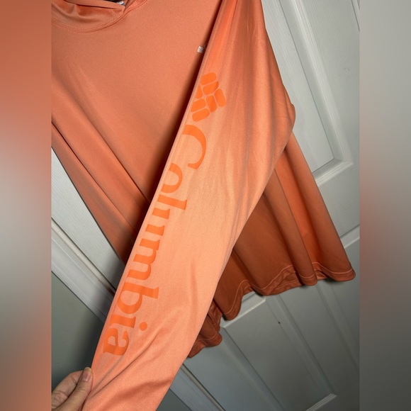 Columbia Men’s XL Omni Shield Hooded t-shirt light orange Outdoor quick dry - Picture 5 of 11